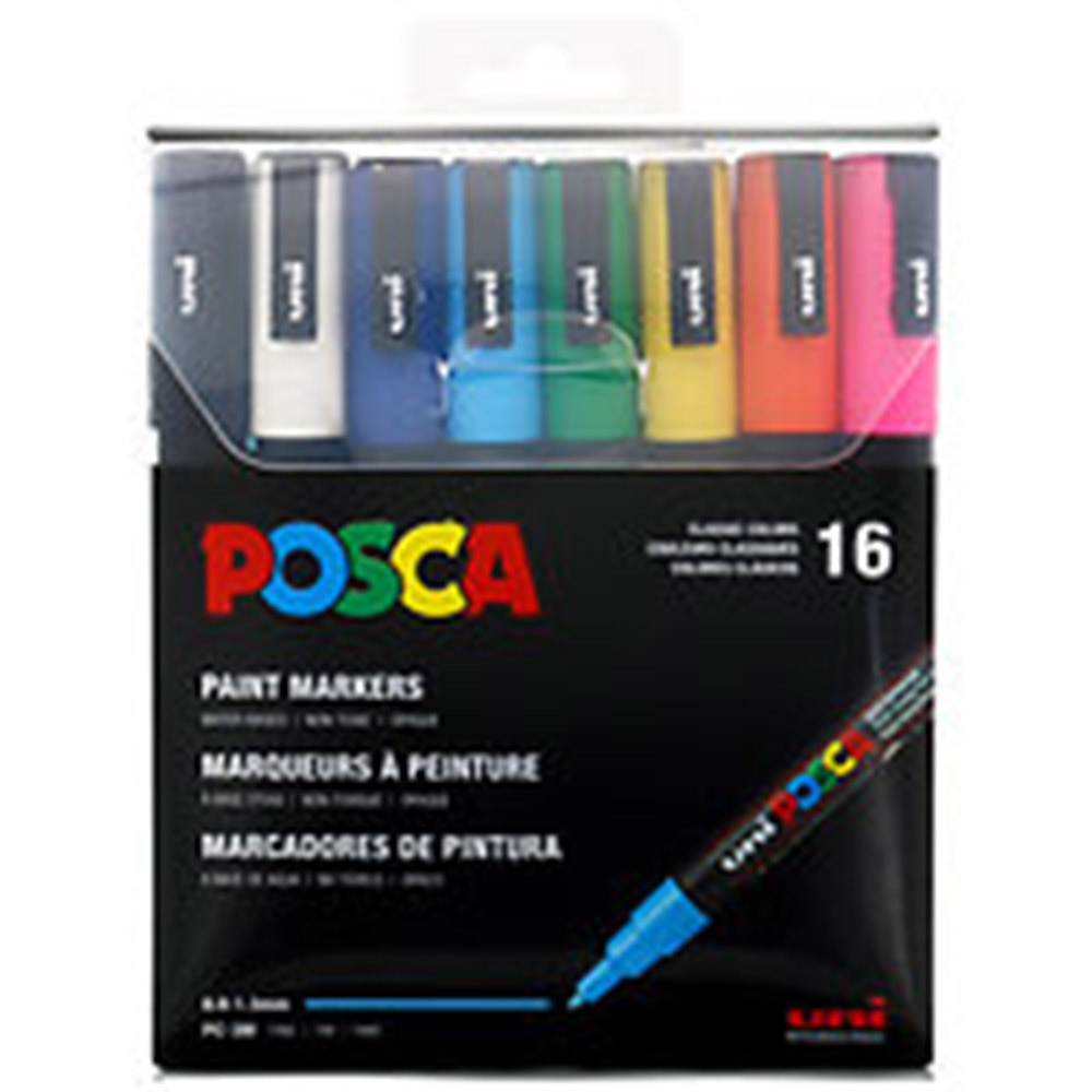 POSCA, Paint Marker, 16-Color Set, Fine